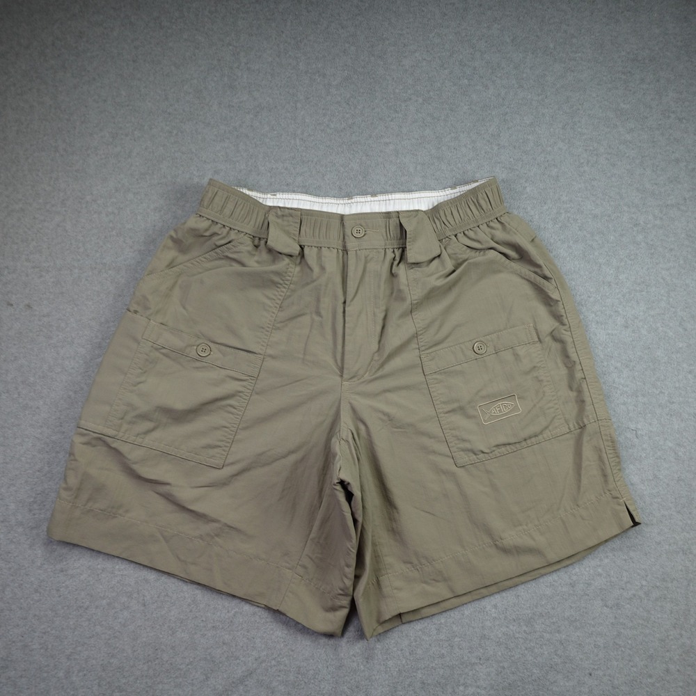 AFTCO Shorts Mens 34 Tan Nylon Cargo Pliers Pocket Fishing Outdoor